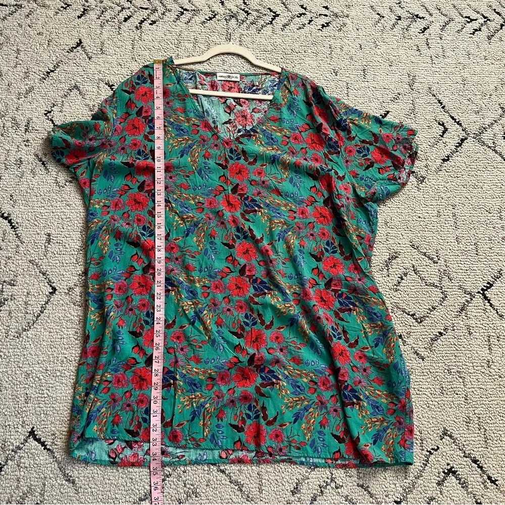 Natural Life Colorful Floral Tunic Shirt Dress Mini Short Spring - Picture 6 of 6